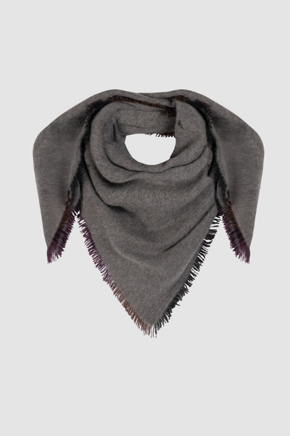 Fine-Knit Cashmere Square Scarf with Painted Fringes