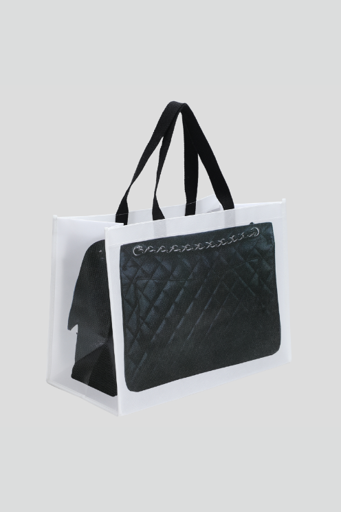 Designer Grocery Tote Black Quilted