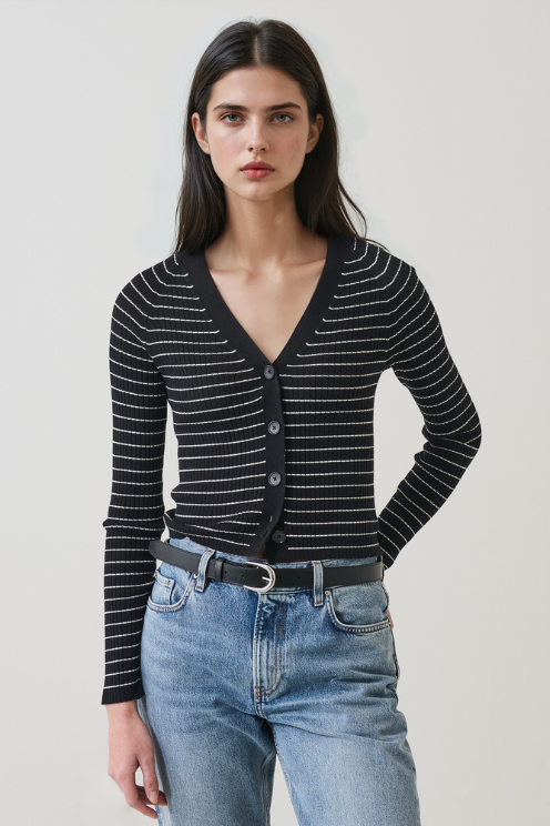 Fine Gauge Ribbed Cardigan