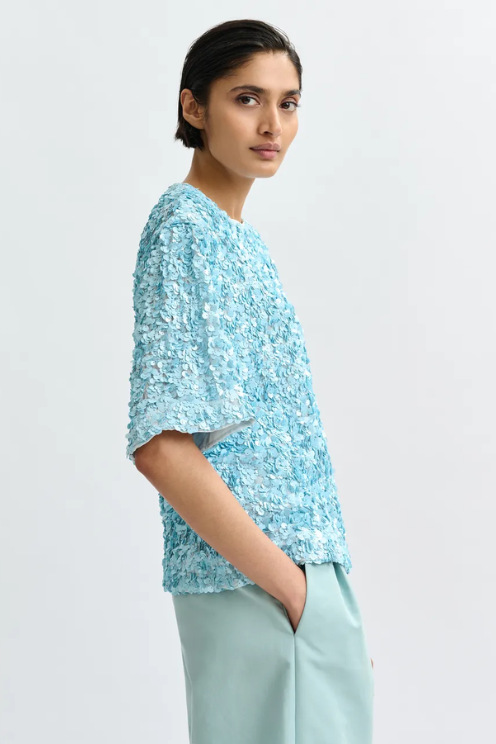 Light Blue Sequin-embellished Top