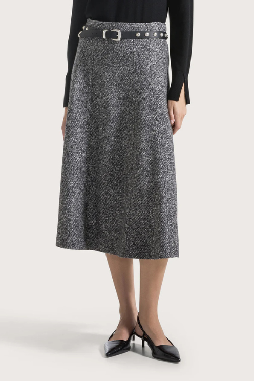 Micro Houndstooth Flared Skirt