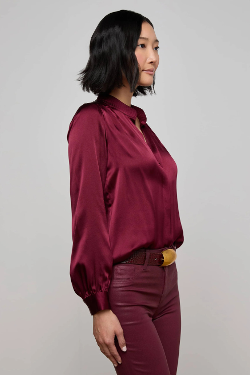 Bianca Silk Blouse in Dark Port