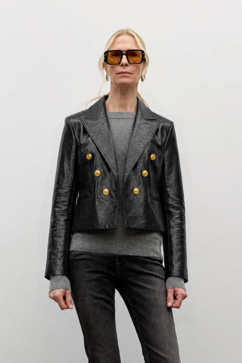 Shiny Leather Short Jacket