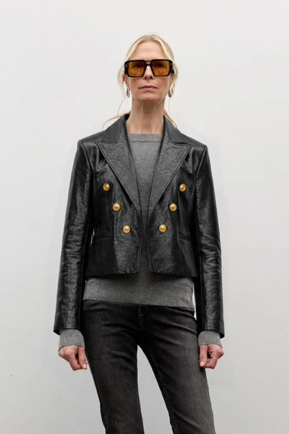 Shiny Leather Short Jacket