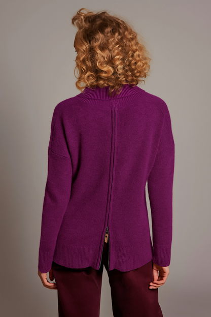 Cashmere Back Zip Turtleneck Sweater