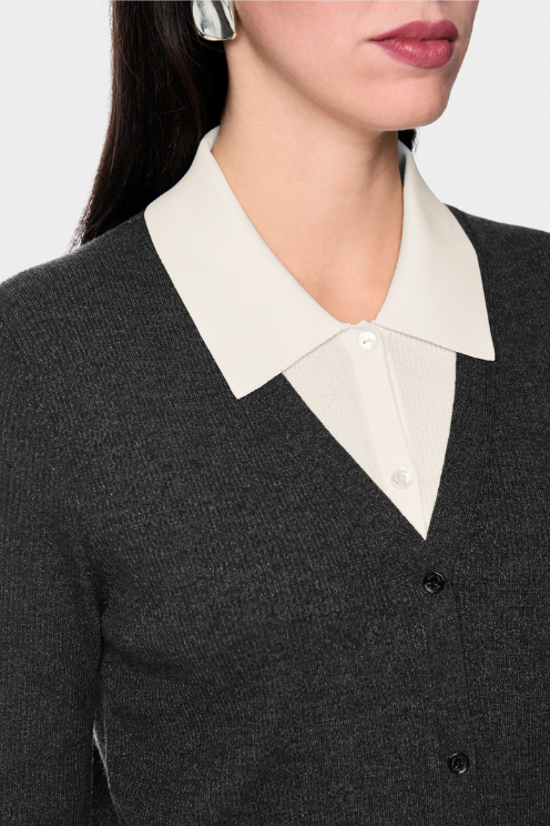 Fine-kit Layered Cardigan