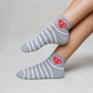 Stripe Heart Socks - Grey