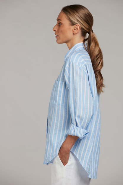 Jackie Blue Striped Linen Shirt