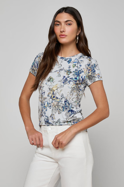 Ressi Fitted Tee - Watercolour Butterfly