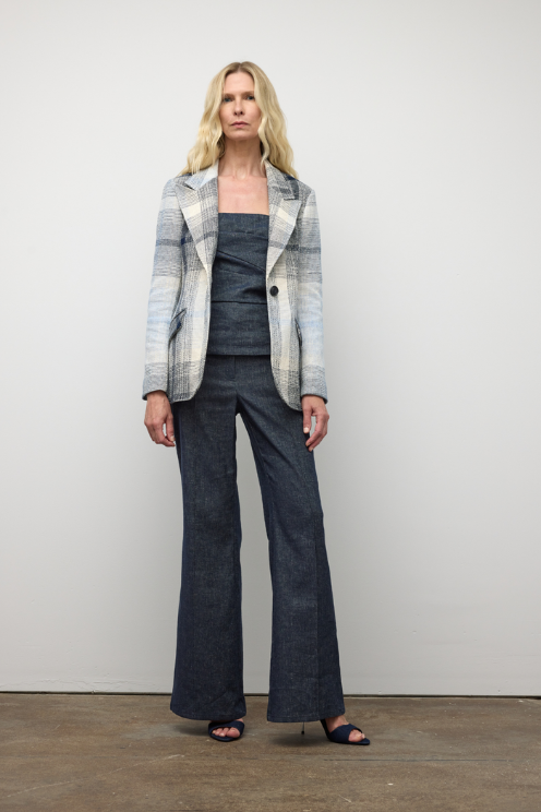 Plaid One Button Jacket