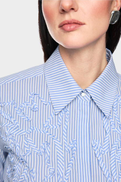 Floral Detail Striped Blouse