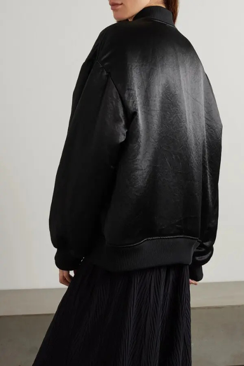 Oversized Satin Bomber Jacket