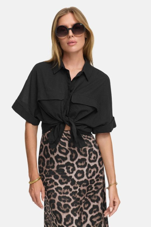 Short-sleeved Cotton Voile Blouse