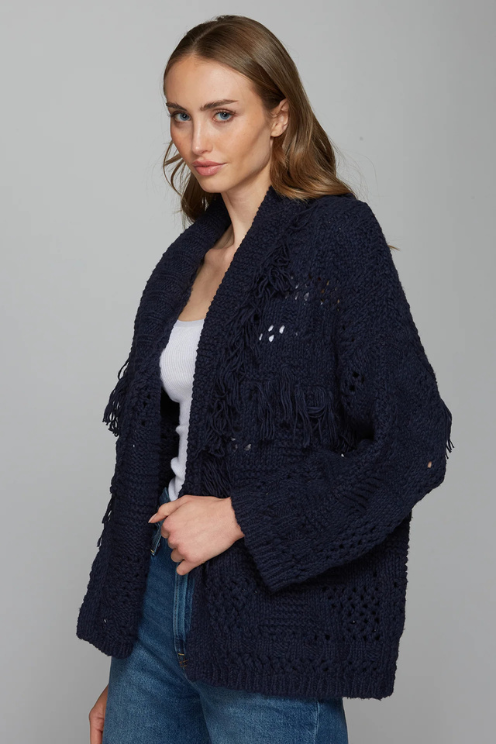 Southwest Fringed Shawl Collar Throw