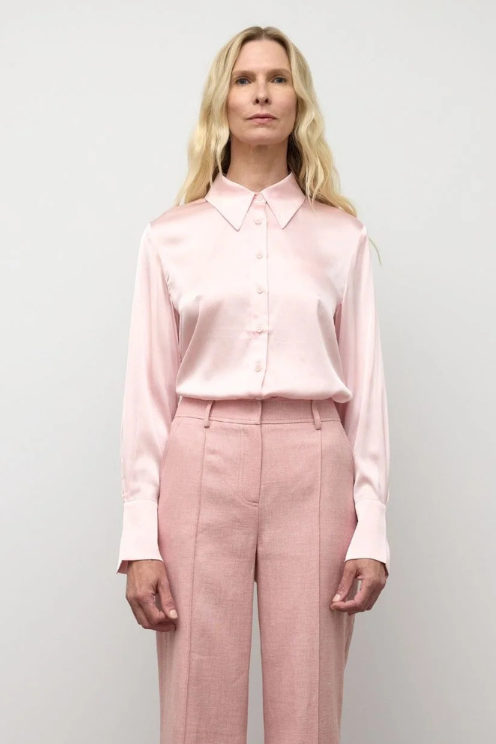Stretch Silk Button Down Blouse