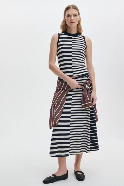 The Knit Mix Striped Skirt