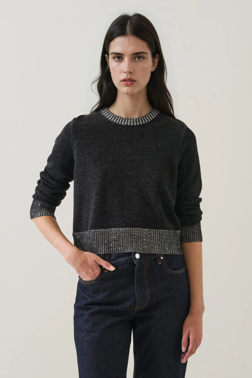 Merino Plaited Cropped Crewneck