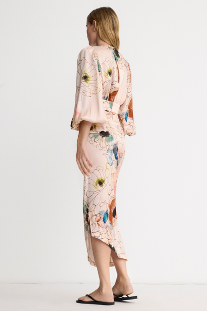 Asymmetrical Floral Midi Dress