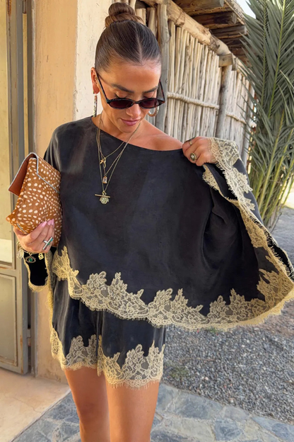 Ellie Lace Cape + Short Set
