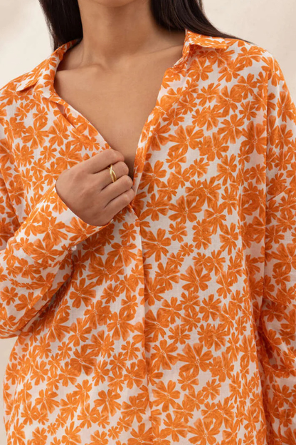 Libby Printed Shirt - Mandarin Floral Print