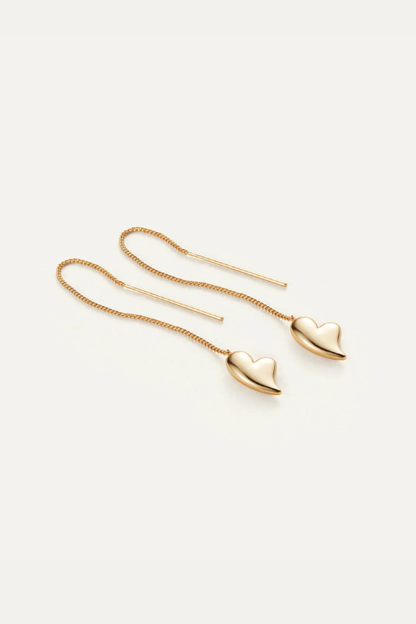 Puffy Heart Threader Earrings