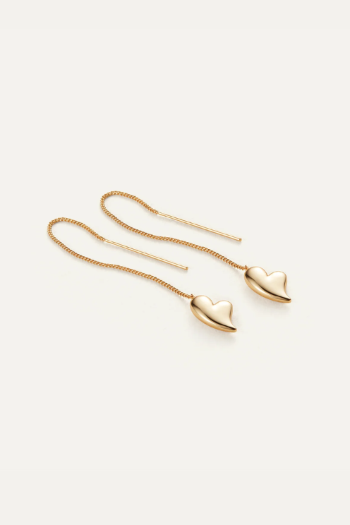 Puffy Heart Threader Earrings