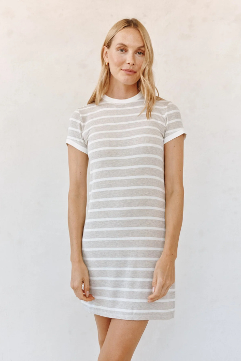 Tee Shirt Dress - Sand Stripe