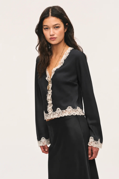 Fioretta Lace-Trimmed Crepe Top