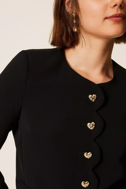 Crepe Jacket with Heart Shaped Buttons