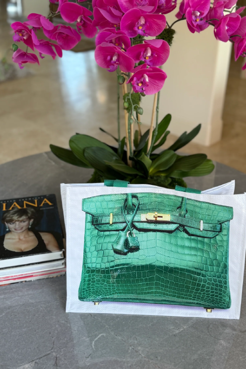 Designer Grocery Tote Green Croc