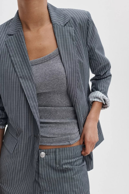 Jennie Striped Poplin Blazer