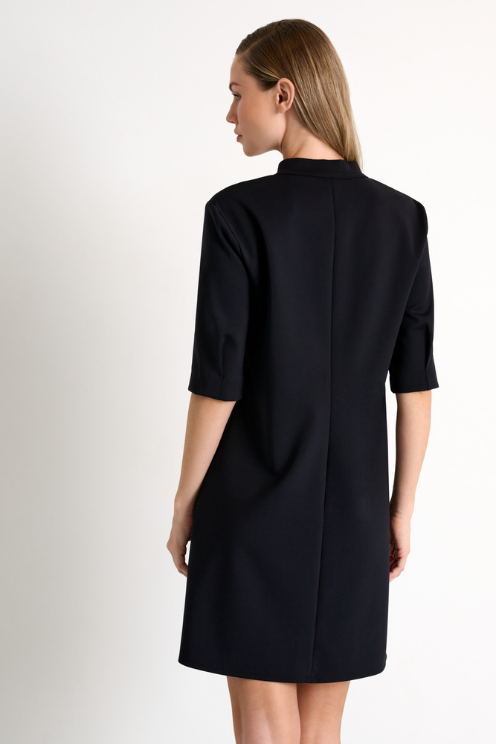 Straight-cut Mao Collar Dress