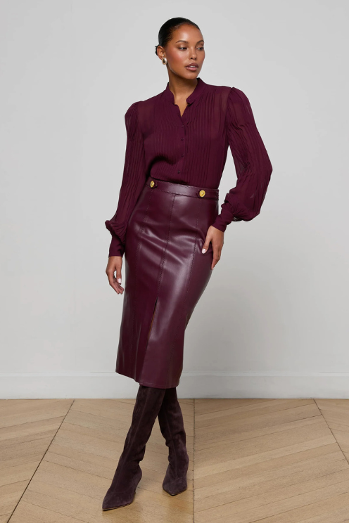 Arlette Vegan Leather Midi Skirt