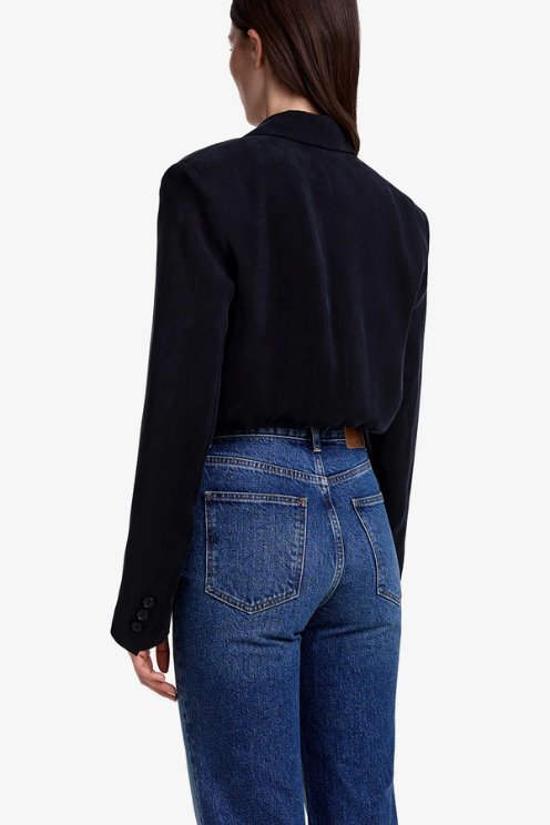 Blazer Style Bodysuit - Coal