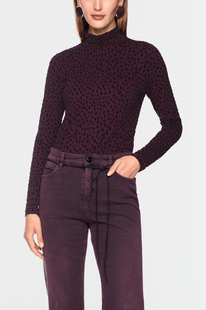 Bambi Print Stretch Mock Neck