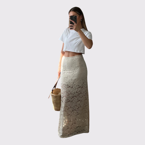 Charli Alba Lace Skirt in Tan