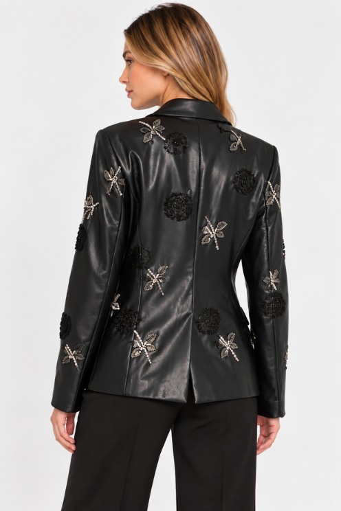 Avery Beaded Leather Jacket