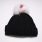 Black Knit Hat with Rainbow Fox Pom