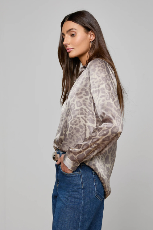 Grey Leopard Tyler Silk Blouse