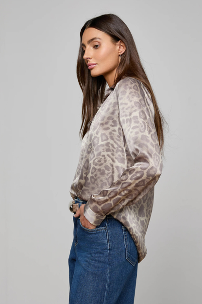 Grey Leopard Tyler Silk Blouse