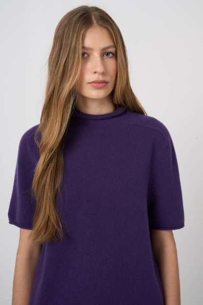 Medium-Weight Organic Cashmere Sweater with Stand Collar