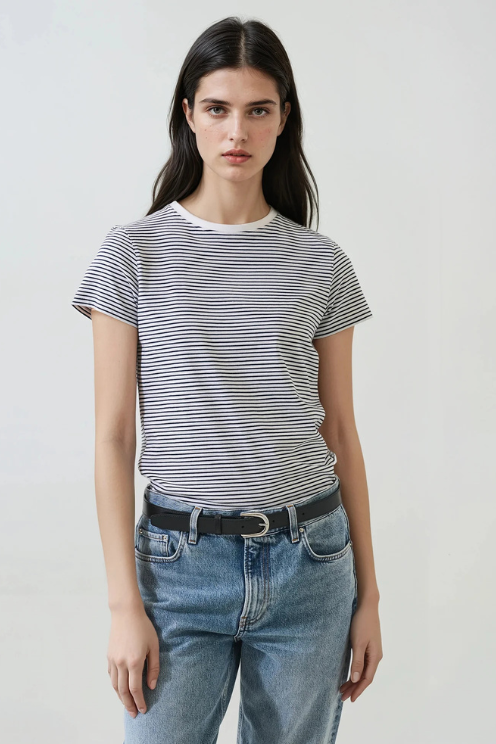 Pima Cotton Stretch Slim Mini Striped T-Shirt