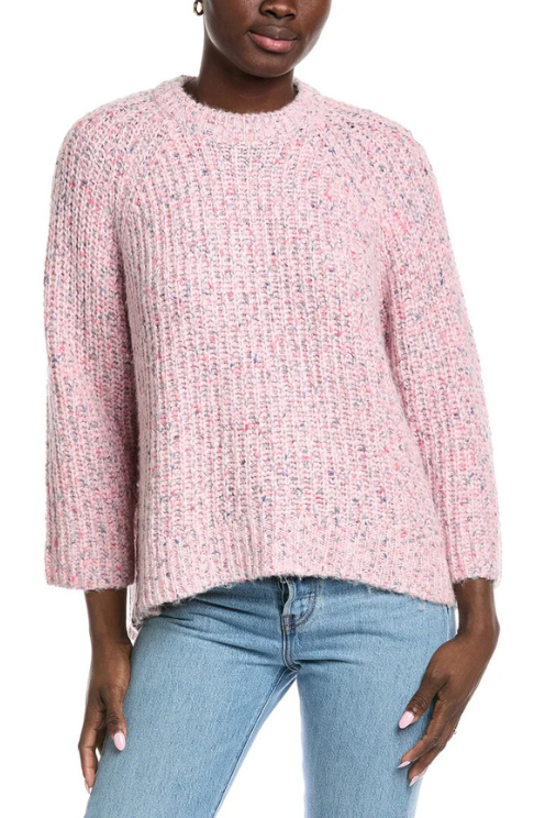 Autumn Cashmere Shaker 3/4 Sleeve Hi Lo Crew