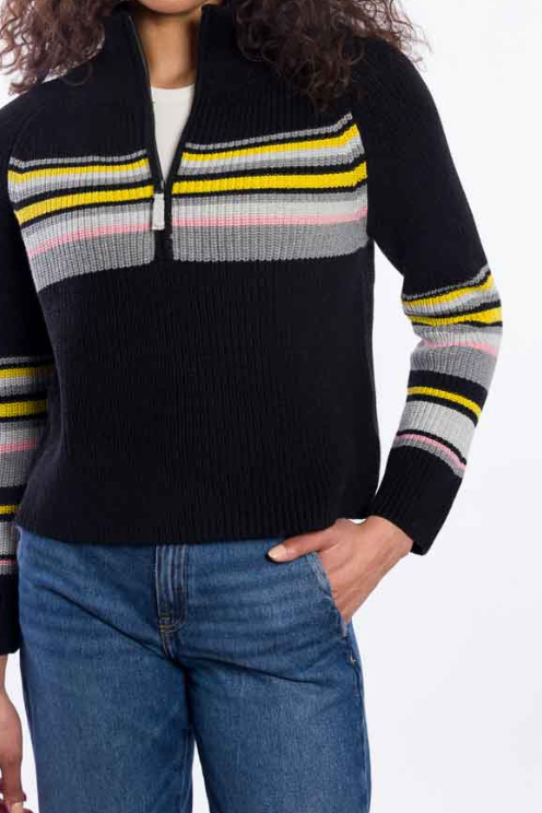 Ribbed Cotton Quarter Zip Sweater