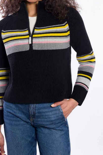 Ribbed Cotton Quarter Zip Sweater