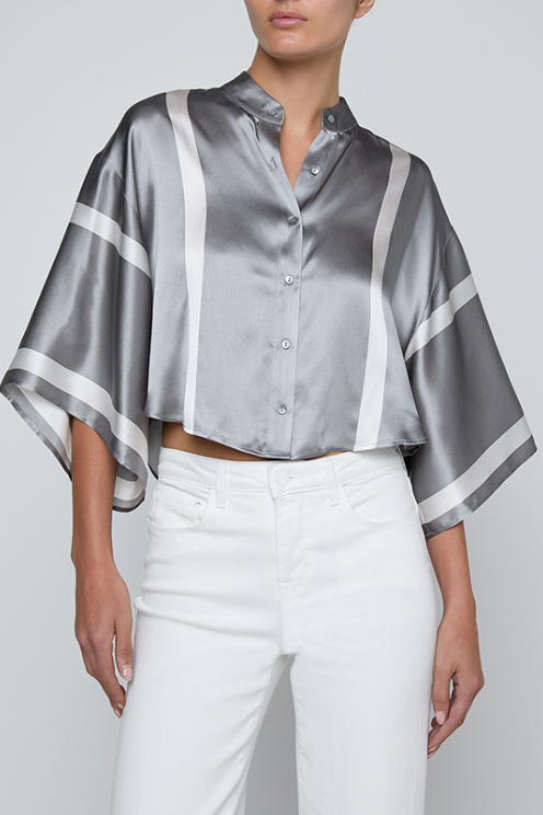 Dru Mandarin Crop Blouse