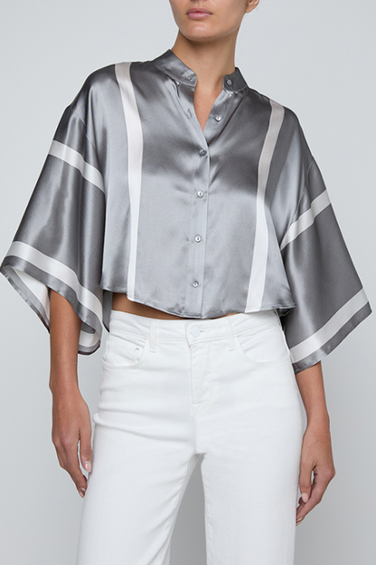 Dru Mandarin Crop Blouse