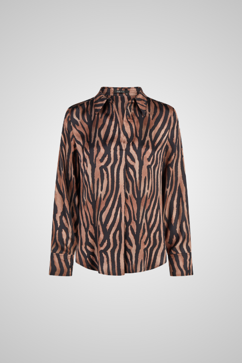 Animal Print Button-Front Blouse