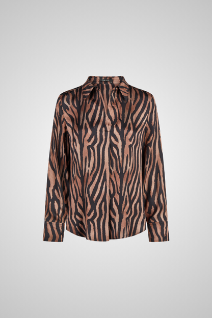 Animal Print Button-Front Blouse