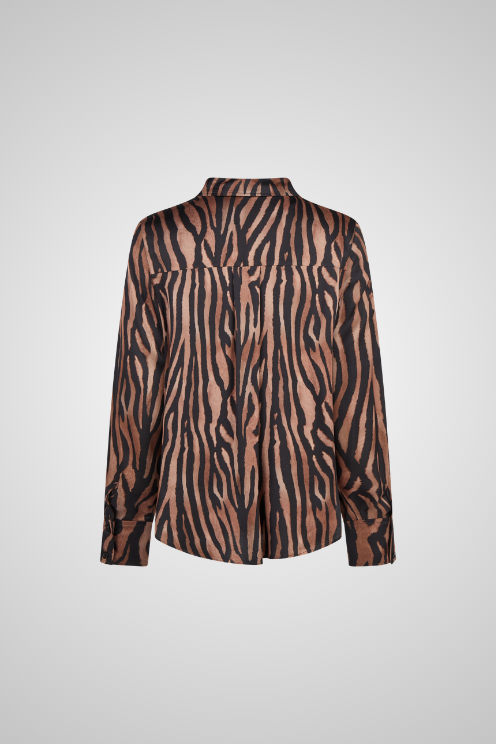 Animal Print Button-Front Blouse